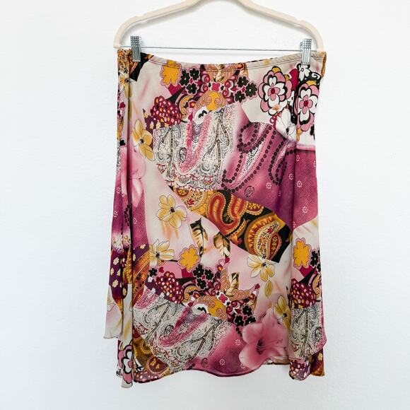 Y2K Baranda Mixed Media Patchwork Print Skirt Multicolor Size XL‎ Boho Fairy - Picture 1 of 5